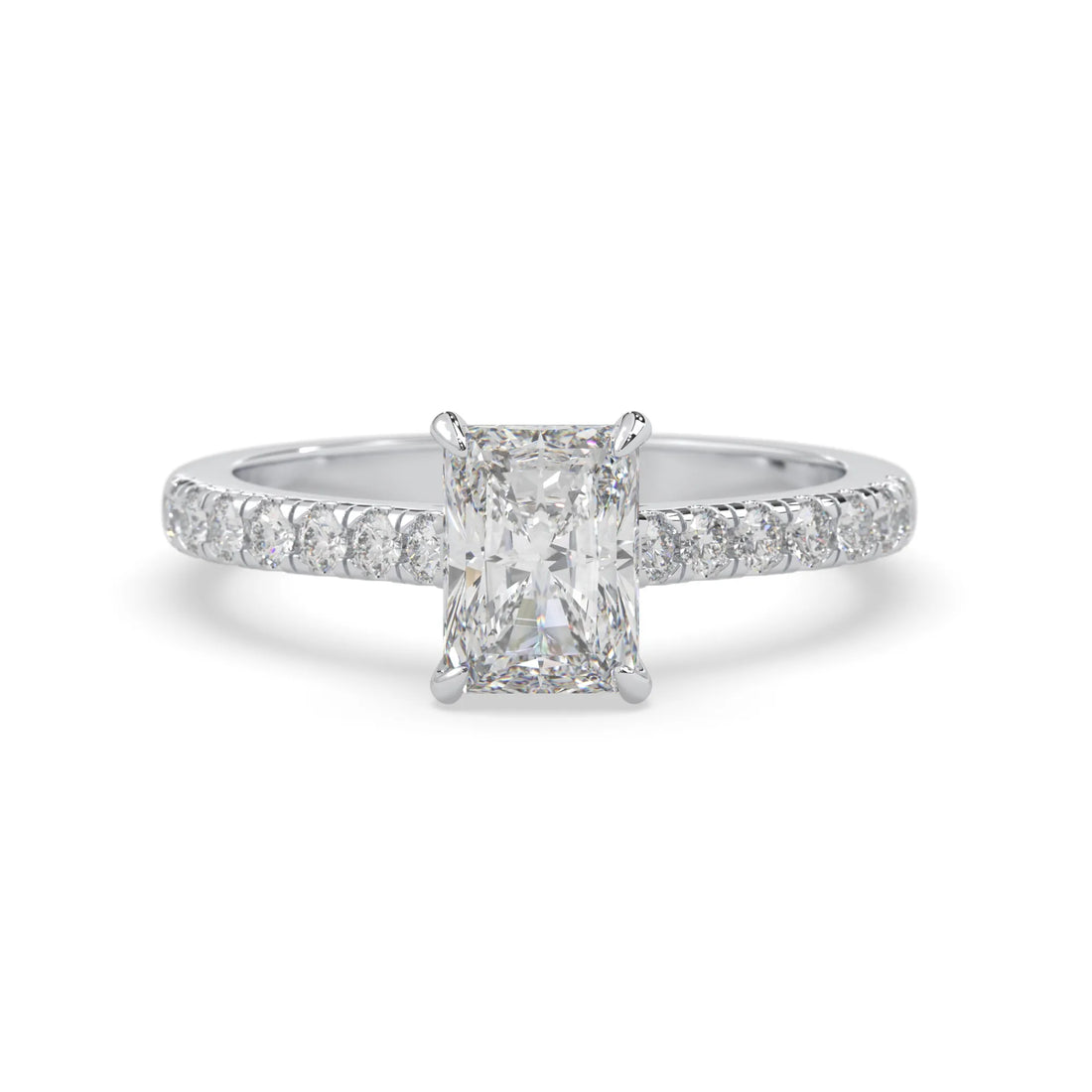 OctaPearl Radiant prong Set Lab Grown Diamond Pavé Engagement Ring