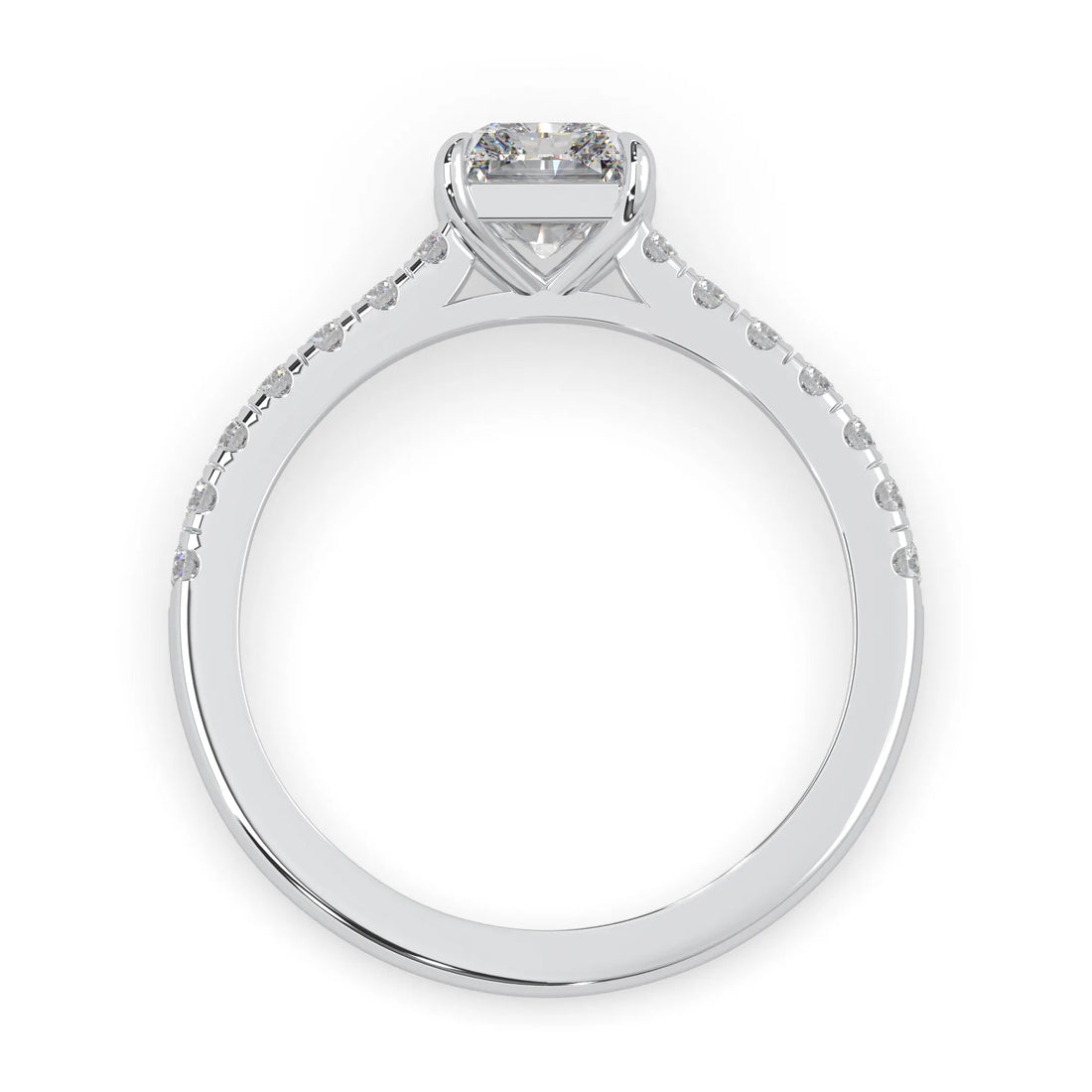 OctaPearl Radiant prong Set Lab Grown Diamond Pavé Engagement Ring