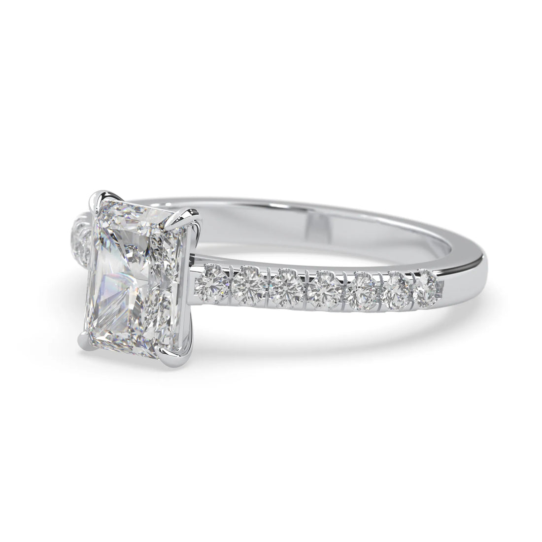 OctaPearl Radiant prong Set Lab Grown Diamond Pavé Engagement Ring