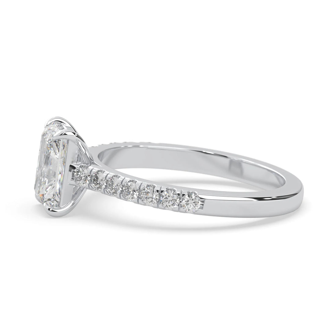 OctaPearl Radiant prong Set Lab Grown Diamond Pavé Engagement Ring
