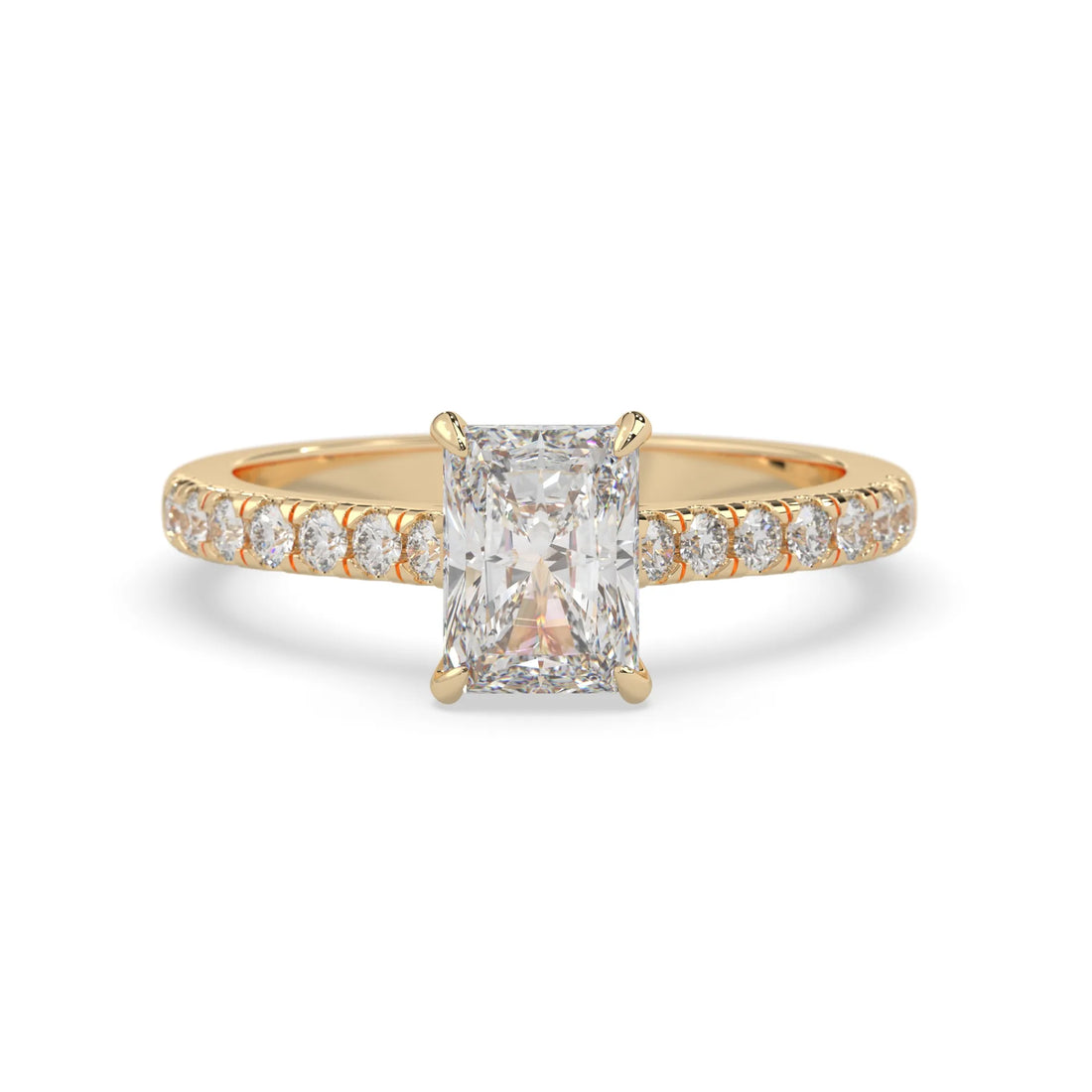 OctaPearl Radiant prong Set Lab Grown Diamond Pavé Engagement Ring