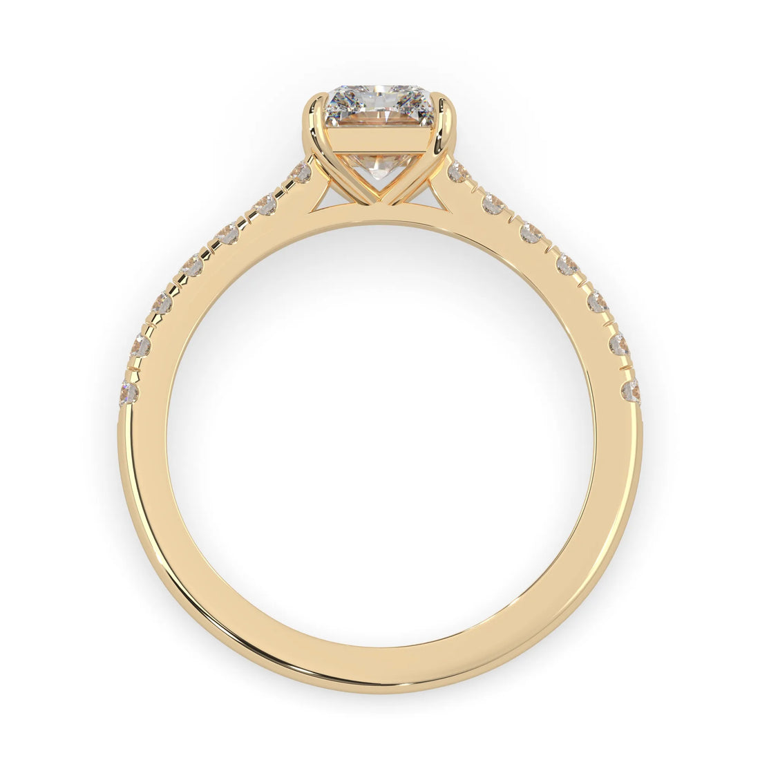 OctaPearl Radiant prong Set Lab Grown Diamond Pavé Engagement Ring