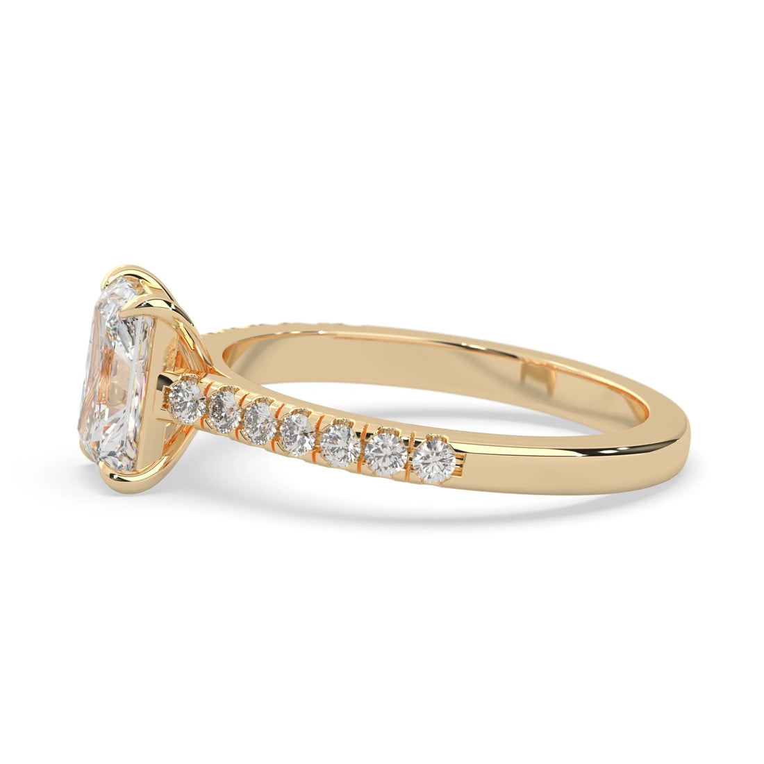 OctaPearl Radiant prong Set Lab Grown Diamond Pavé Engagement Ring