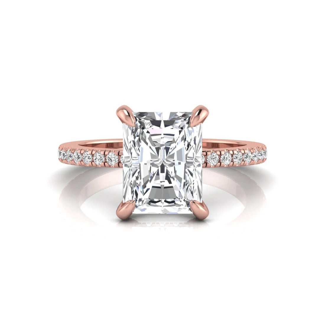 OctaPearl 2.5 ct Radiant Solitaire Lab Grown Diamond Hidden Halo Engagement Ring