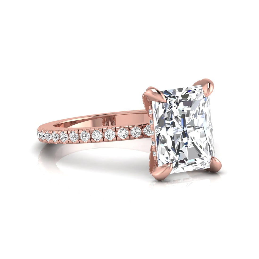 OctaPearl 2.5 ct Radiant Solitaire Lab Grown Diamond Hidden Halo Engagement Ring