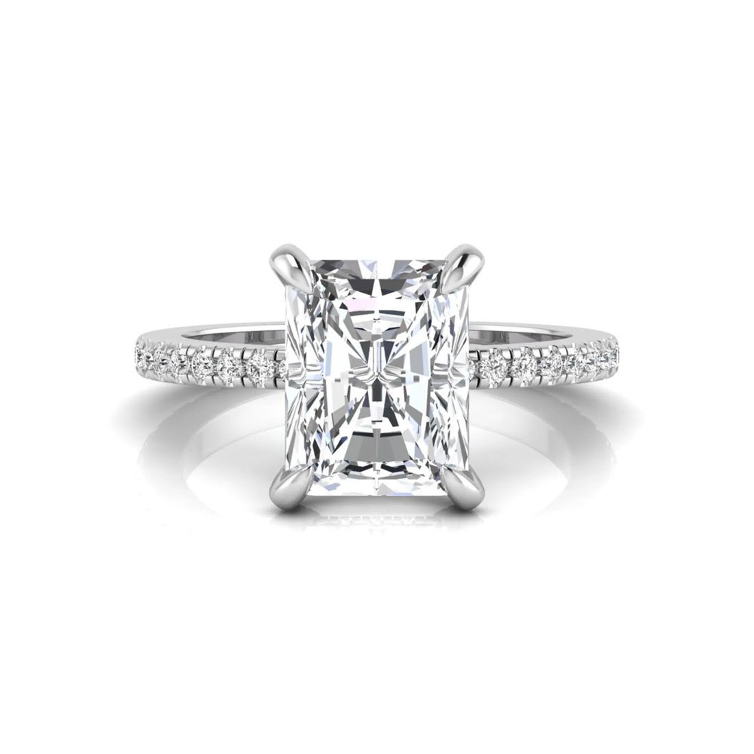 OctaPearl 2.5 ct Radiant Solitaire Lab Grown Diamond Hidden Halo Engagement Ring