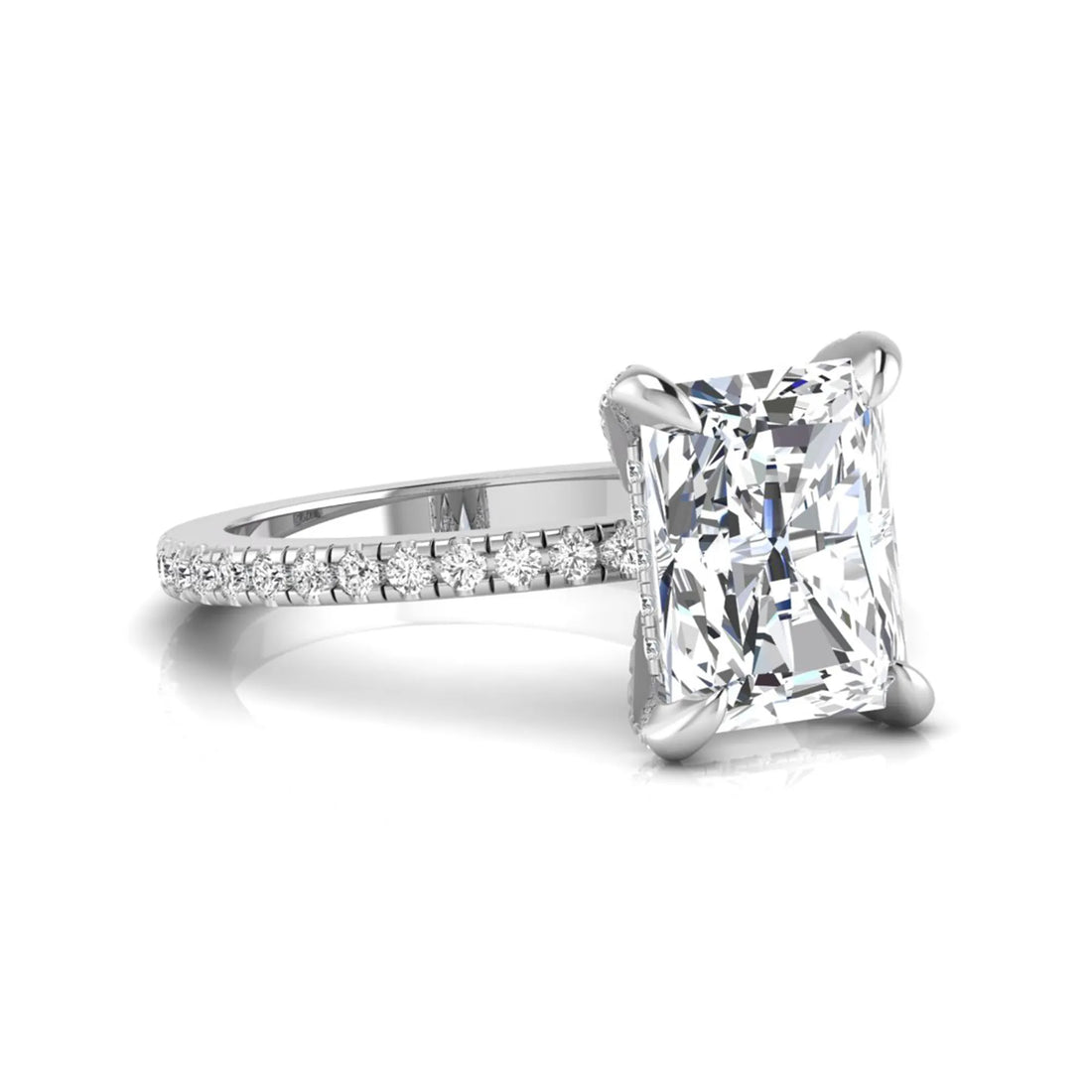 OctaPearl 2.5 ct Radiant Solitaire Lab Grown Diamond Hidden Halo Engagement Ring