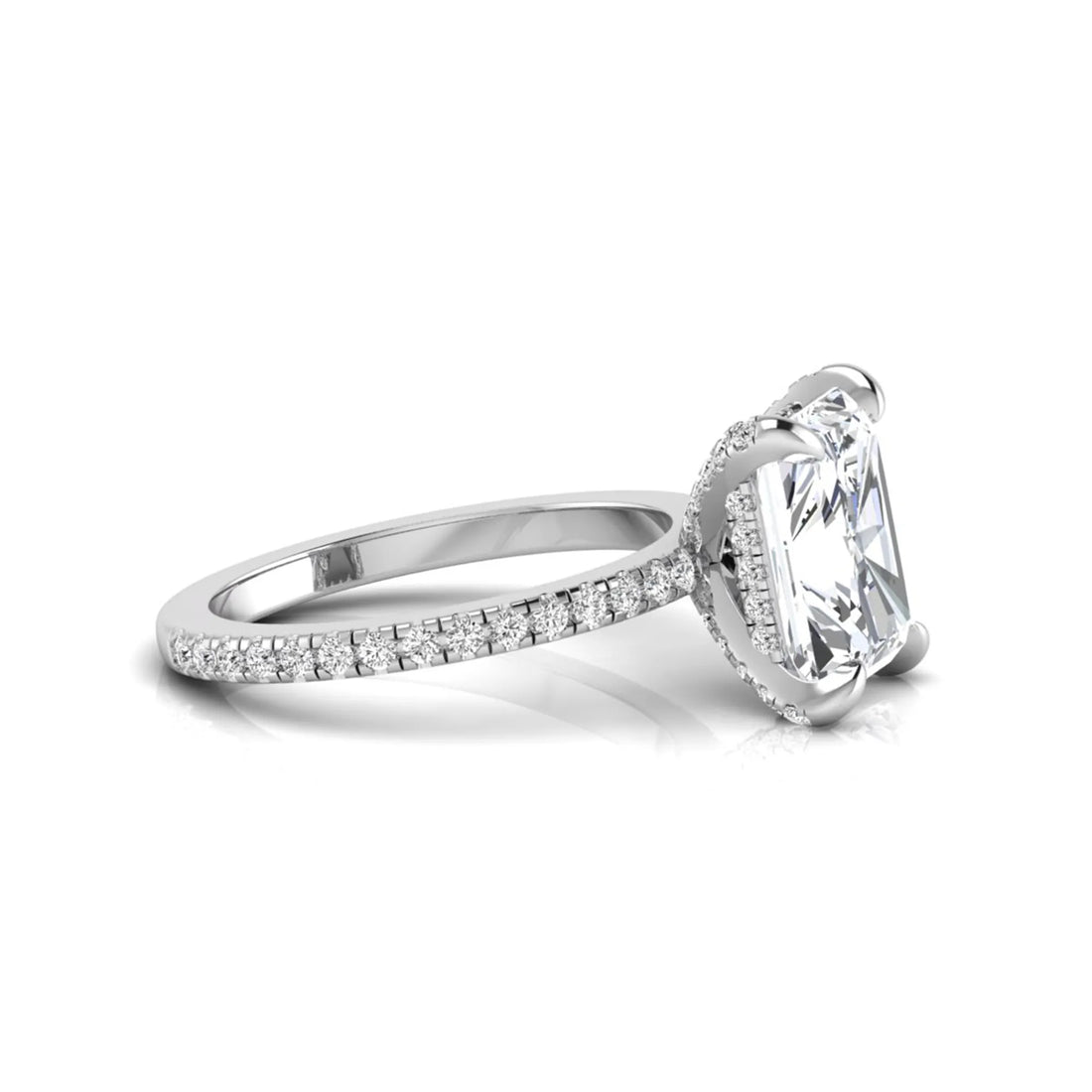 OctaPearl 2.5 ct Radiant Solitaire Lab Grown Diamond Hidden Halo Engagement Ring