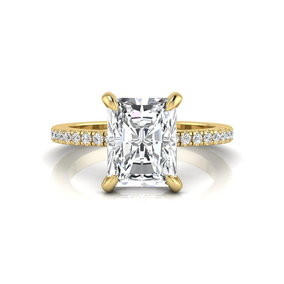 OctaPearl 2.5 ct Radiant Solitaire Lab Grown Diamond Hidden Halo Engagement Ring