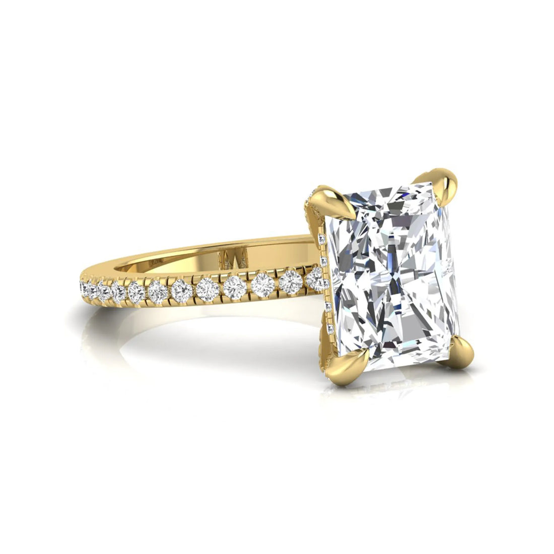 OctaPearl 2.5 ct Radiant Solitaire Lab Grown Diamond Hidden Halo Engagement Ring