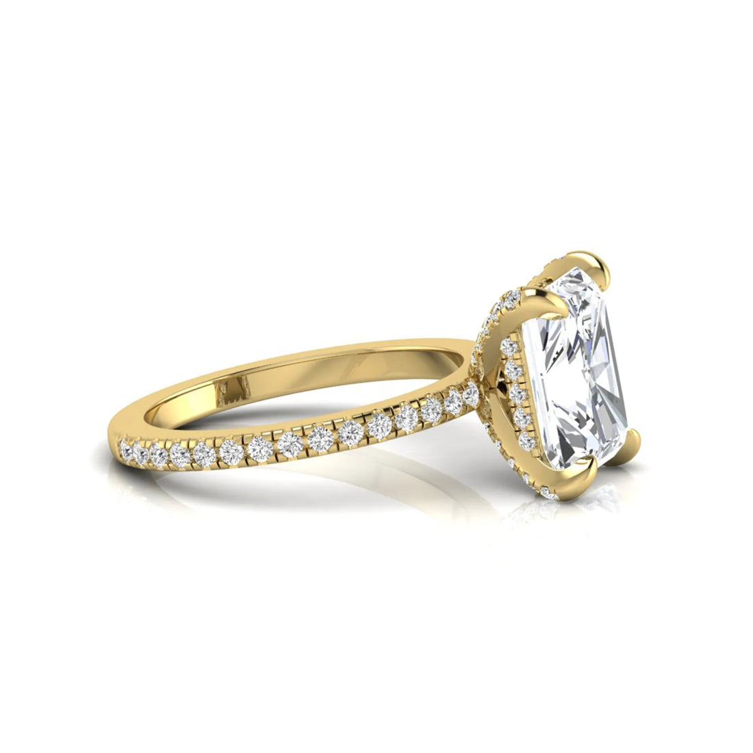 OctaPearl 2.5 ct Radiant Solitaire Lab Grown Diamond Hidden Halo Engagement Ring
