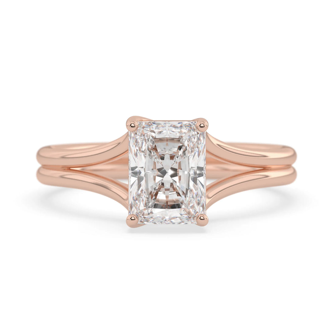 OctaPearl 2 ct Radiant Lab Grown Diamond Solitaire Split Shank Engagement Ring