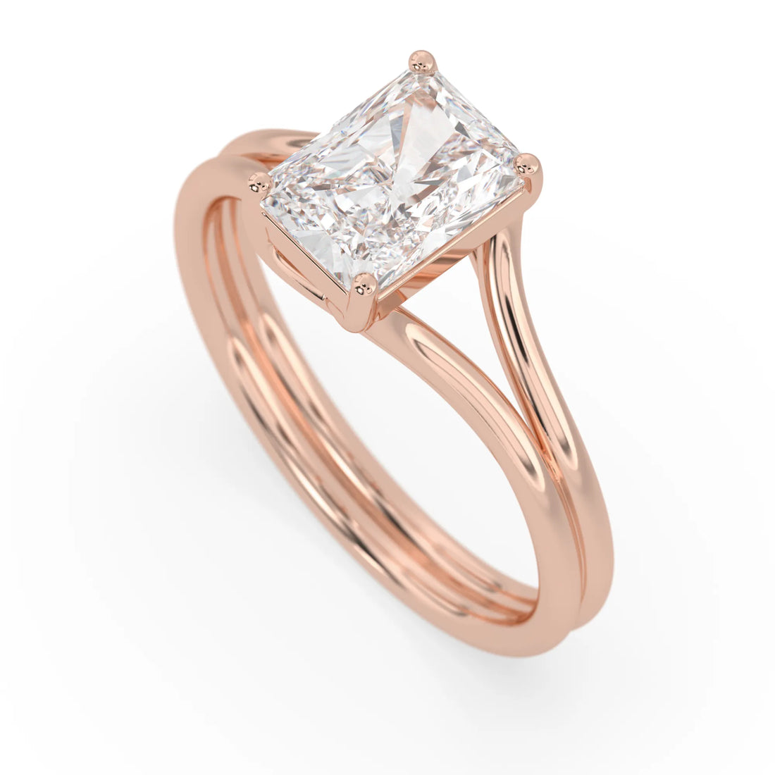 OctaPearl 2 ct Radiant Lab Grown Diamond Solitaire Split Shank Engagement Ring