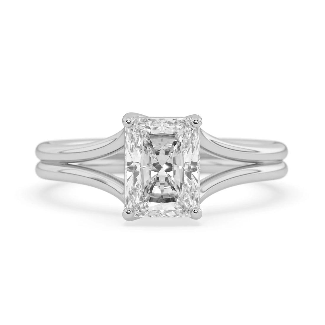 OctaPearl 2 ct Radiant Lab Grown Diamond Solitaire Split Shank Engagement Ring