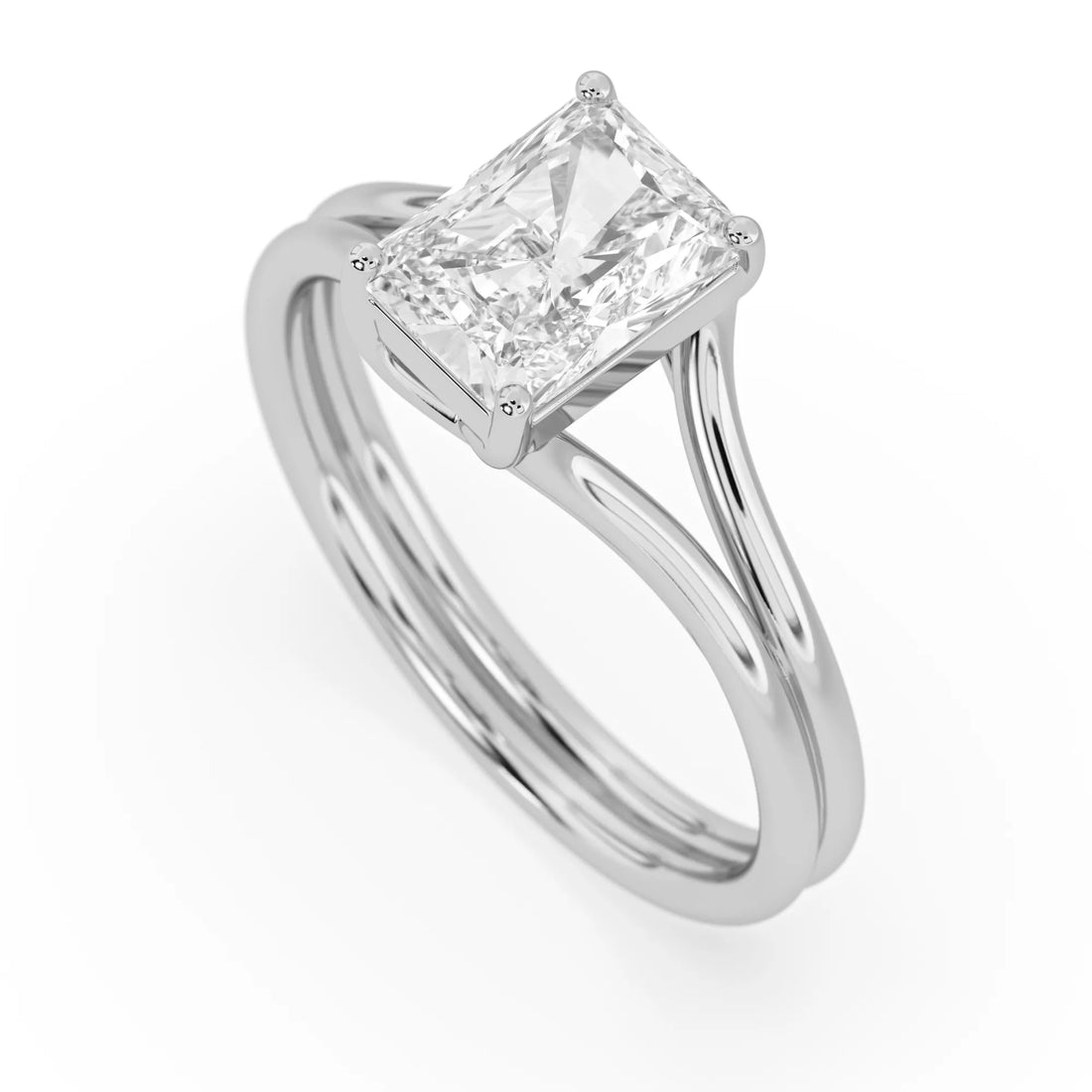 OctaPearl 2 ct Radiant Lab Grown Diamond Solitaire Split Shank Engagement Ring