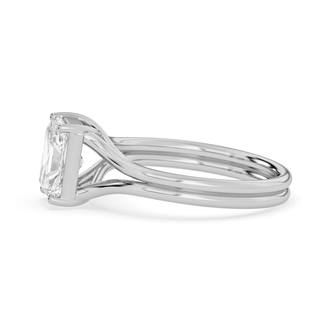 OctaPearl 2 ct Radiant Lab Grown Diamond Solitaire Split Shank Engagement Ring