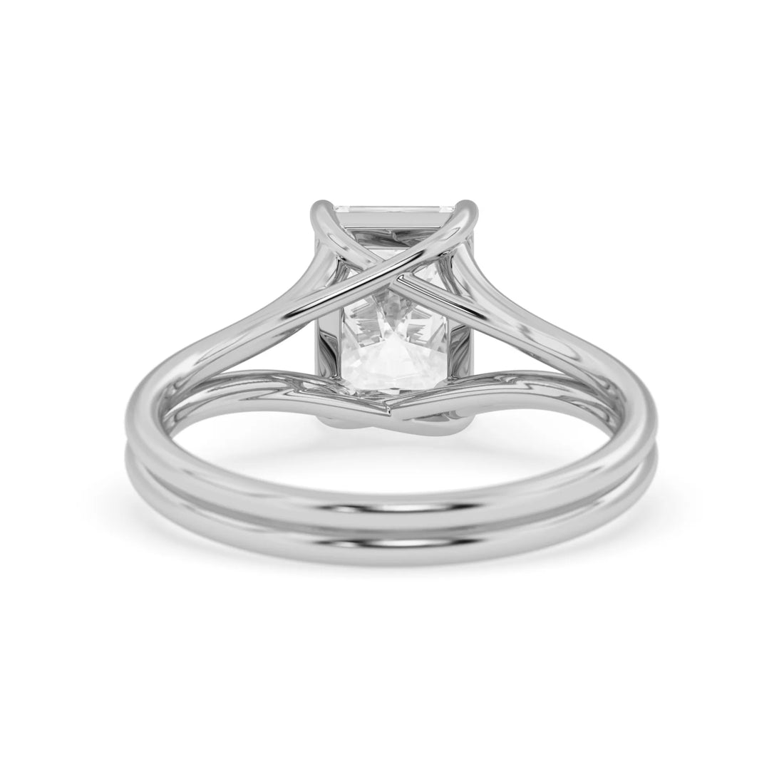 OctaPearl 2 ct Radiant Lab Grown Diamond Solitaire Split Shank Engagement Ring