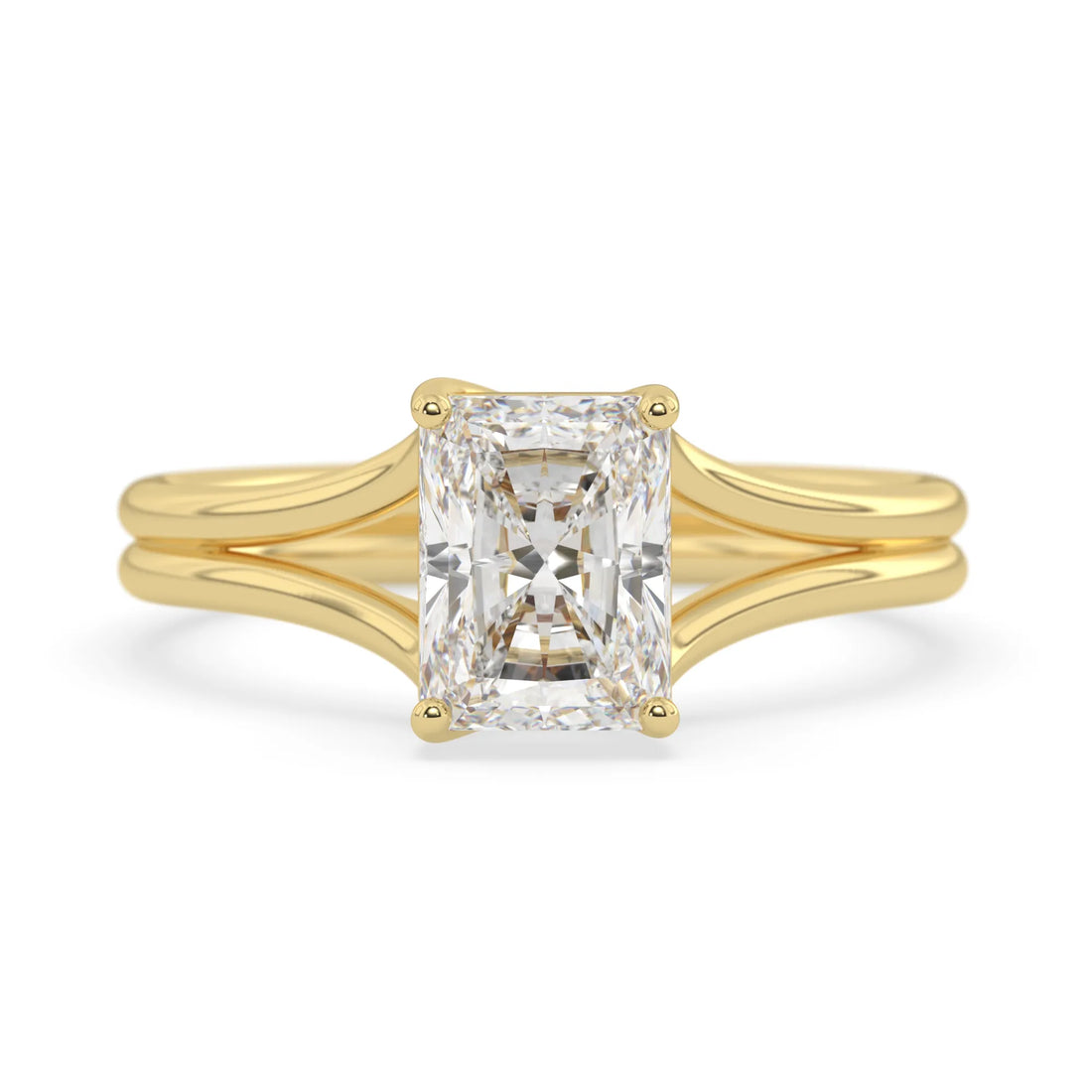 OctaPearl 2 ct Radiant Lab Grown Diamond Solitaire Split Shank Engagement Ring
