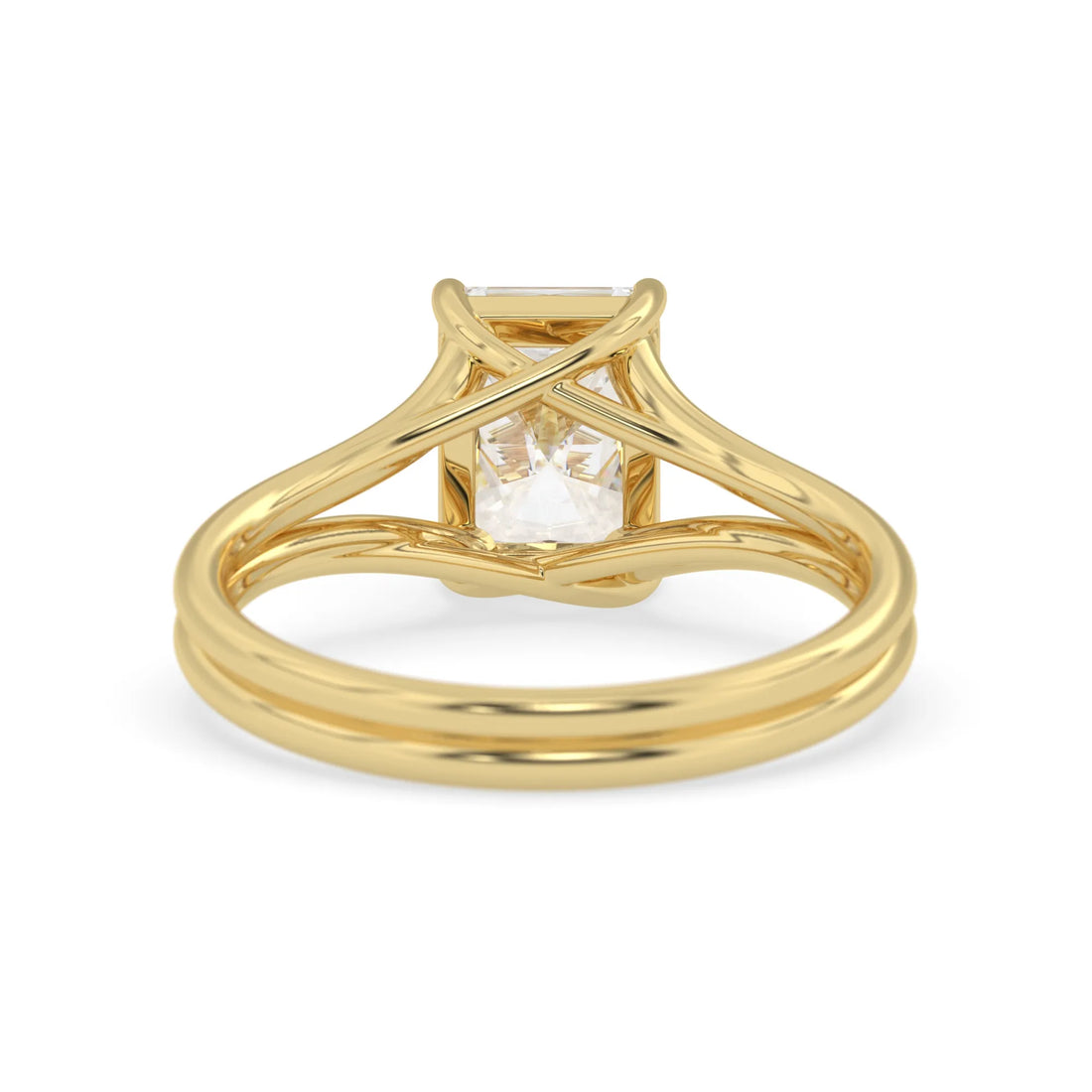 OctaPearl 2 ct Radiant Lab Grown Diamond Solitaire Split Shank Engagement Ring
