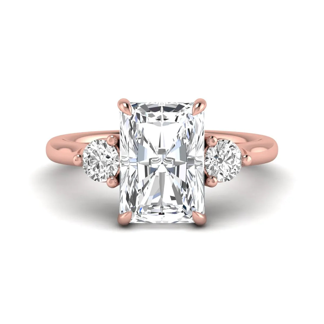 OctaPearl 3.5 ct Radiant Three Stone Lab Grown Diamond Engagement Ring