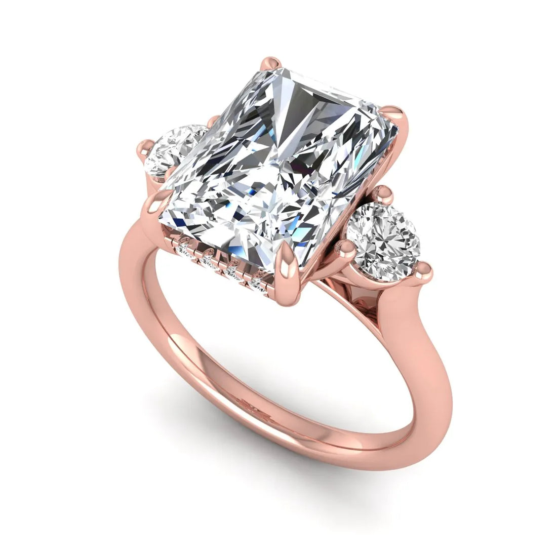 OctaPearl 3.5 ct Radiant Three Stone Lab Grown Diamond Engagement Ring