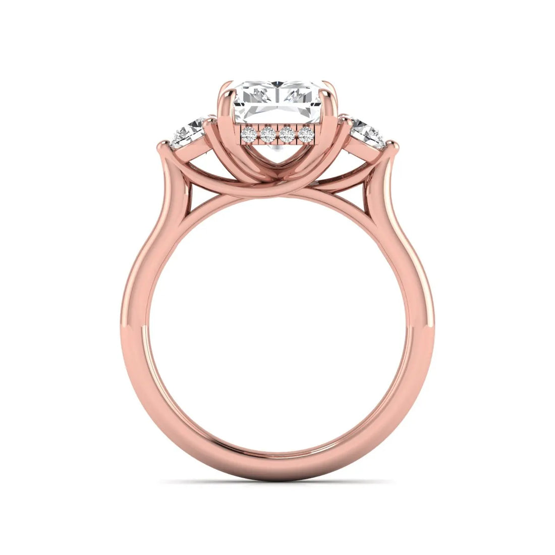 OctaPearl 3.5 ct Radiant Three Stone Lab Grown Diamond Engagement Ring