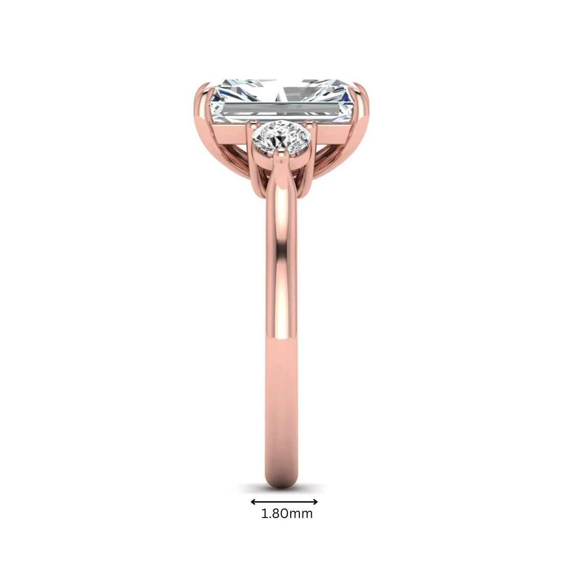 OctaPearl 3.5 ct Radiant Three Stone Lab Grown Diamond Engagement Ring