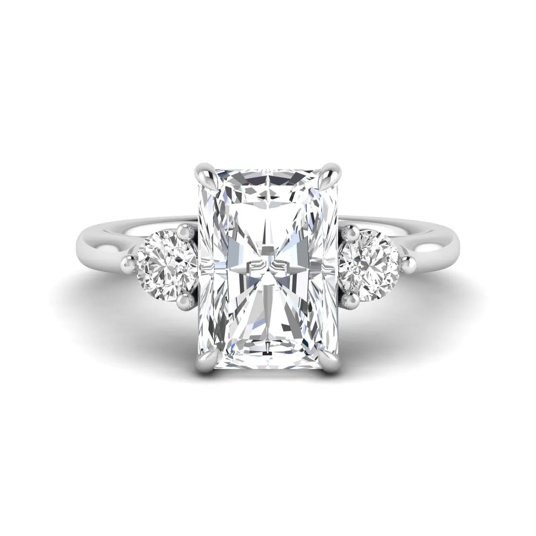 OctaPearl 3.5 ct Radiant Three Stone Lab Grown Diamond Engagement Ring