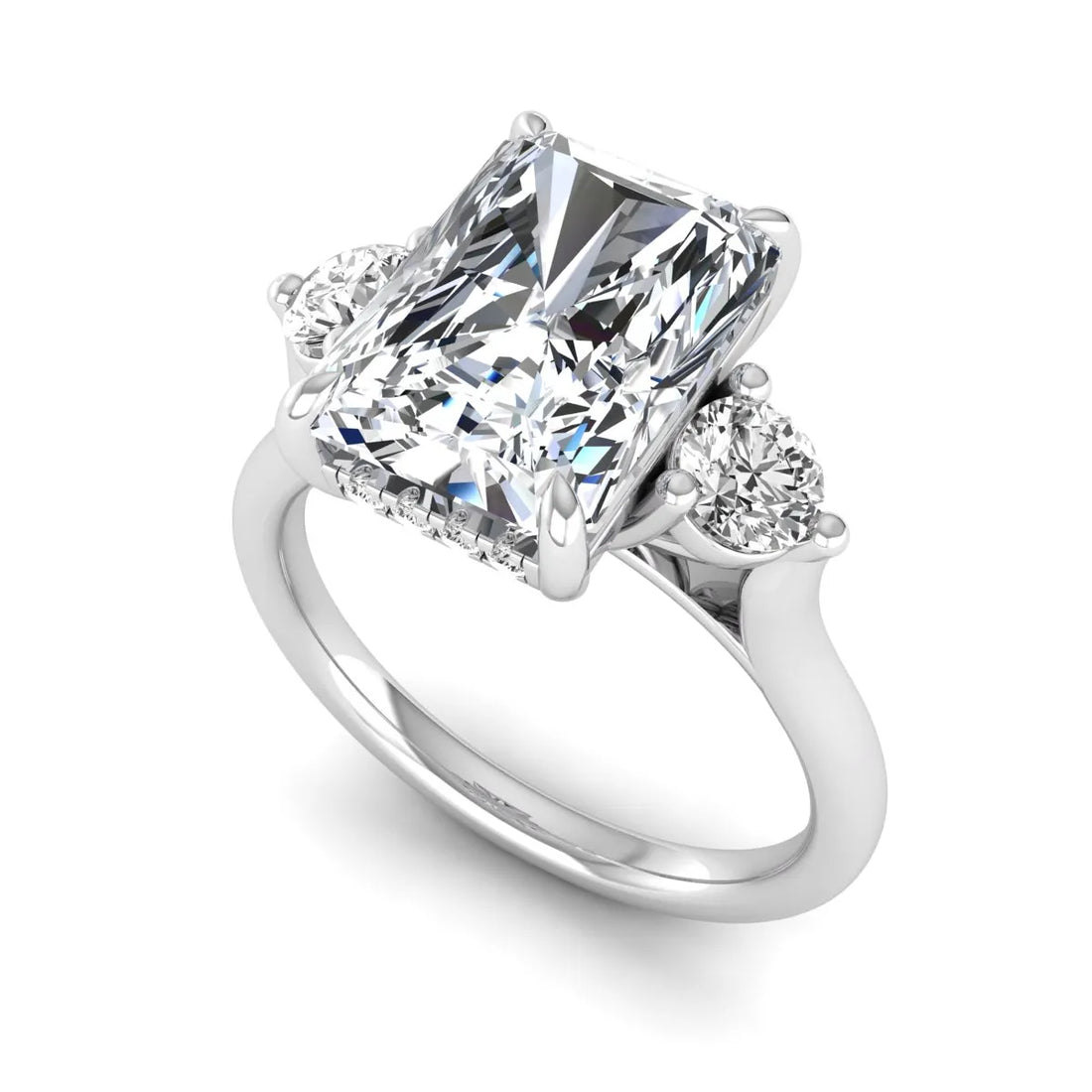OctaPearl 3.5 ct Radiant Three Stone Lab Grown Diamond Engagement Ring
