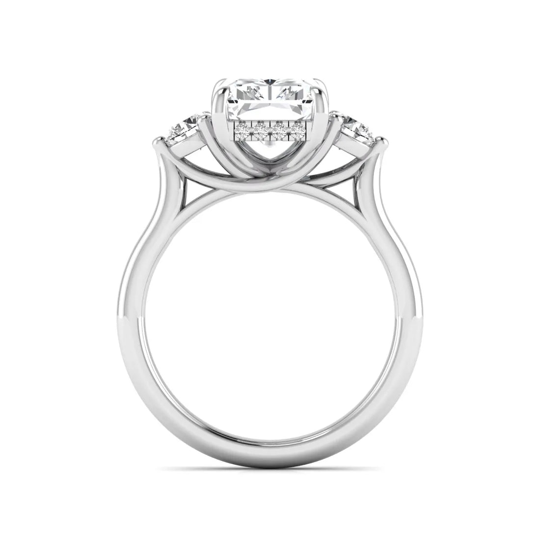 OctaPearl 3.5 ct Radiant Three Stone Lab Grown Diamond Engagement Ring