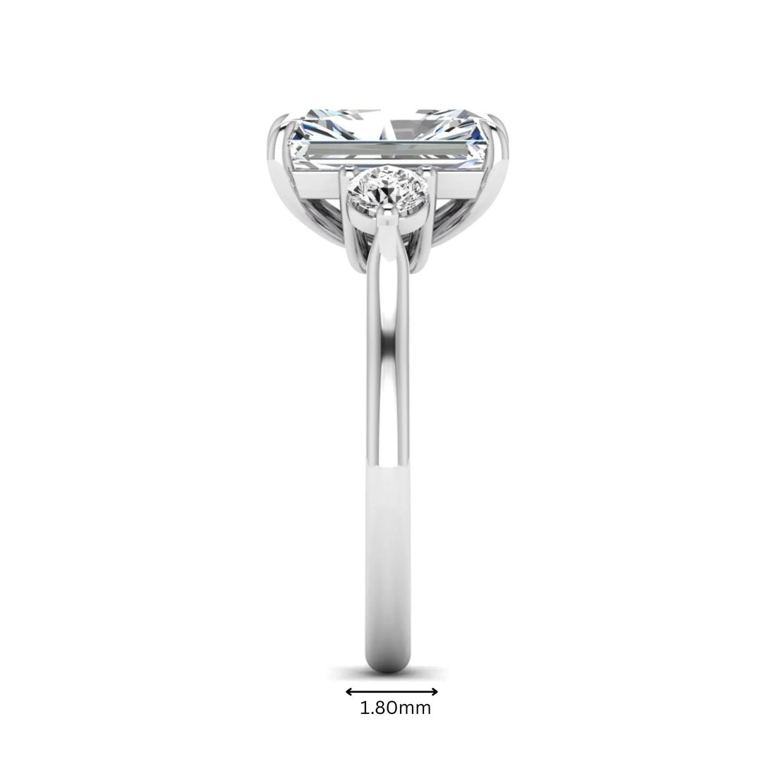 OctaPearl 3.5 ct Radiant Three Stone Lab Grown Diamond Engagement Ring