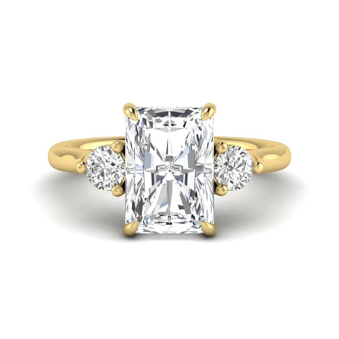 OctaPearl 3.5 ct Radiant Three Stone Lab Grown Diamond Engagement Ring