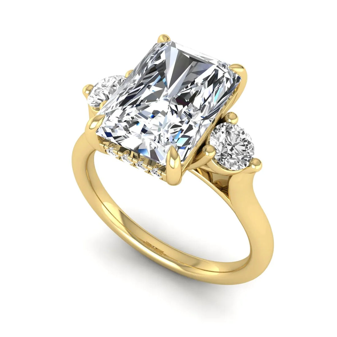 OctaPearl 3.5 ct Radiant Three Stone Lab Grown Diamond Engagement Ring