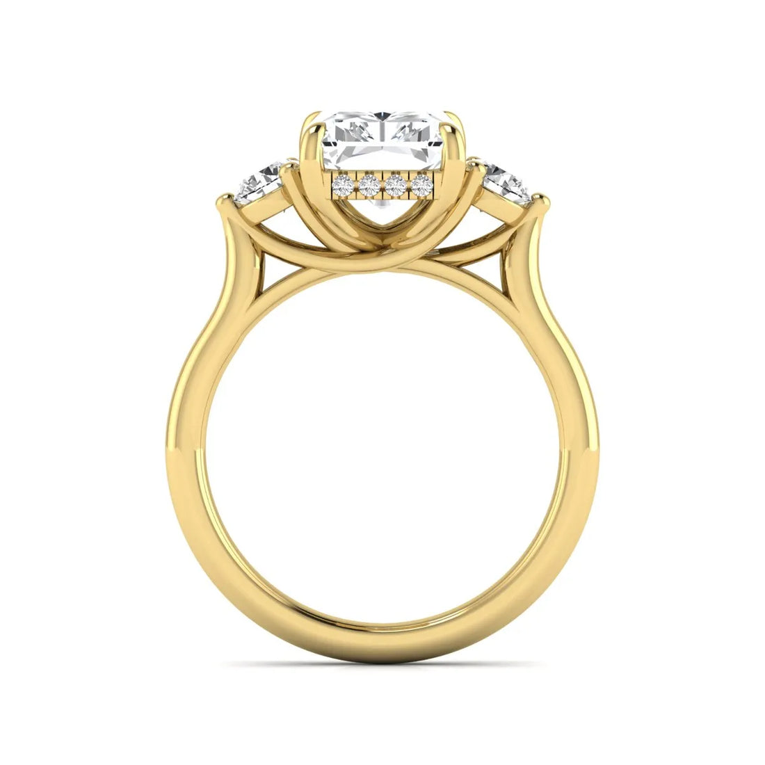 OctaPearl 3.5 ct Radiant Three Stone Lab Grown Diamond Engagement Ring