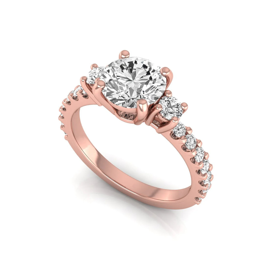 OctaPearl 1.5 ct Round Accent Lab Grown Diamond Engagement Ring