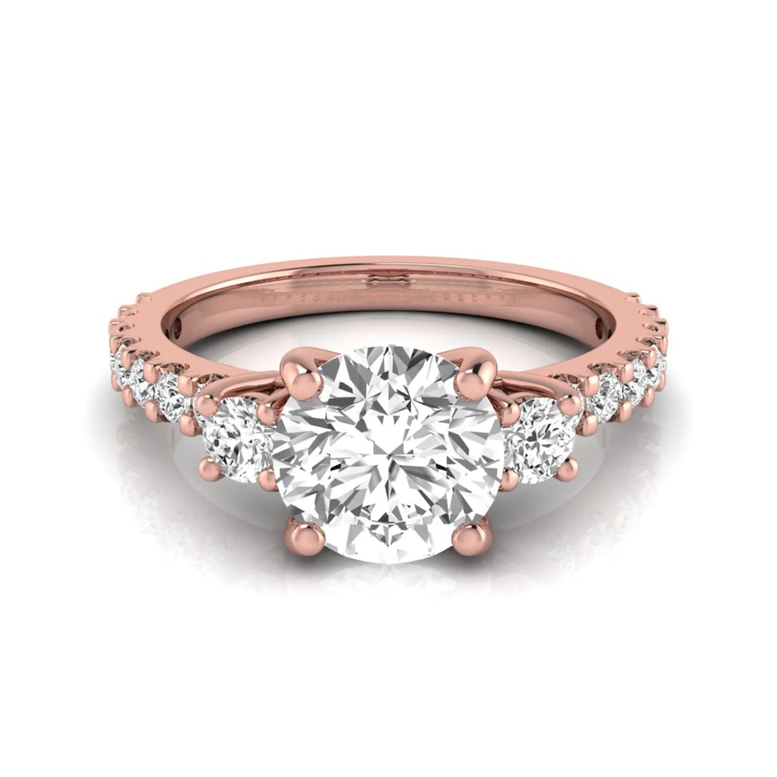OctaPearl 1.5 ct Round Accent Lab Grown Diamond Engagement Ring