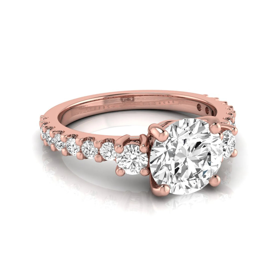 OctaPearl 1.5 ct Round Accent Lab Grown Diamond Engagement Ring