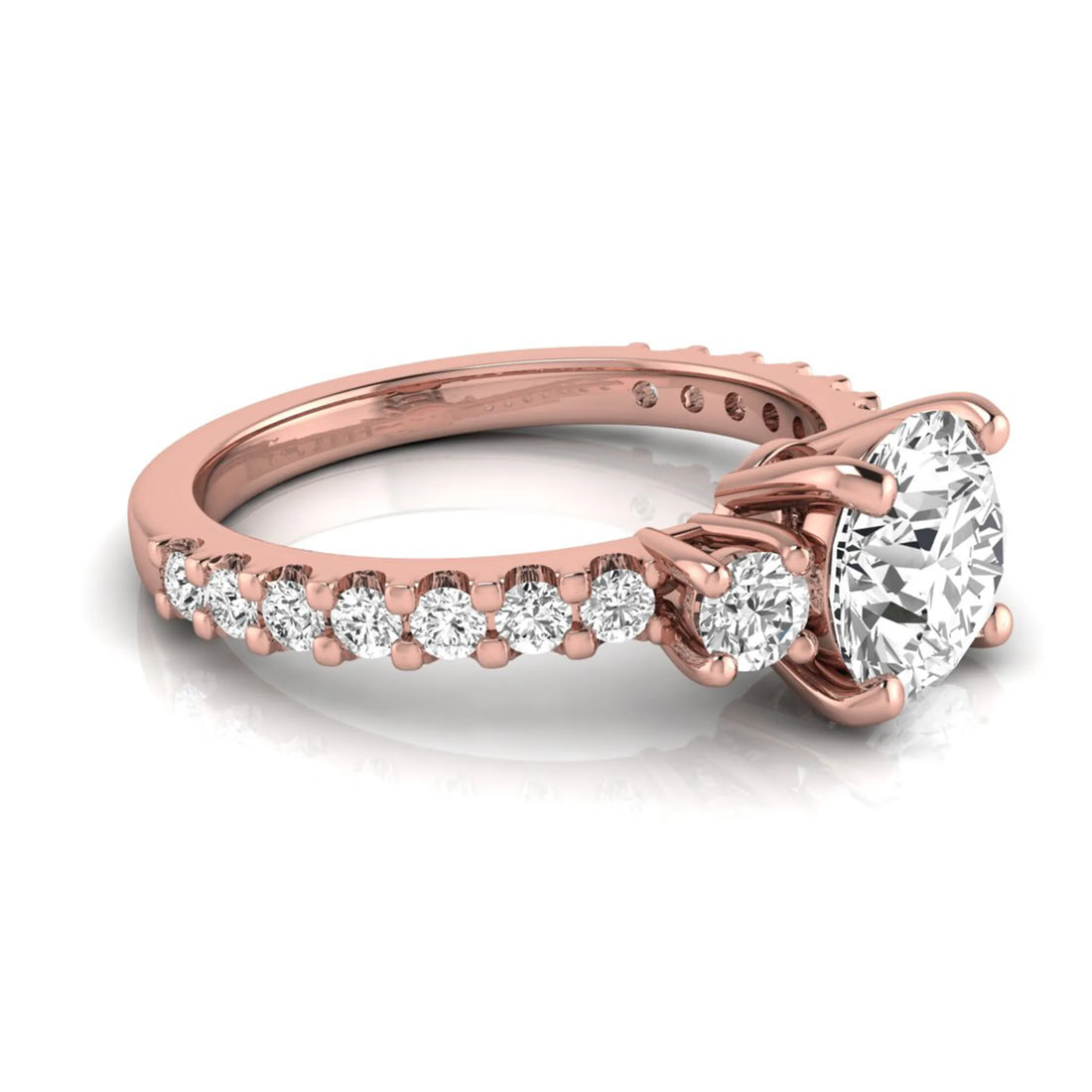 OctaPearl 1.5 ct Round Accent Lab Grown Diamond Engagement Ring