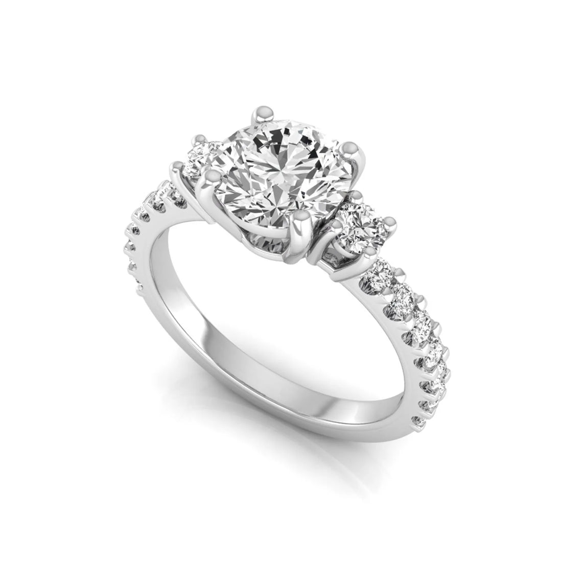 OctaPearl 1.5 ct Round Accent Lab Grown Diamond Engagement Ring
