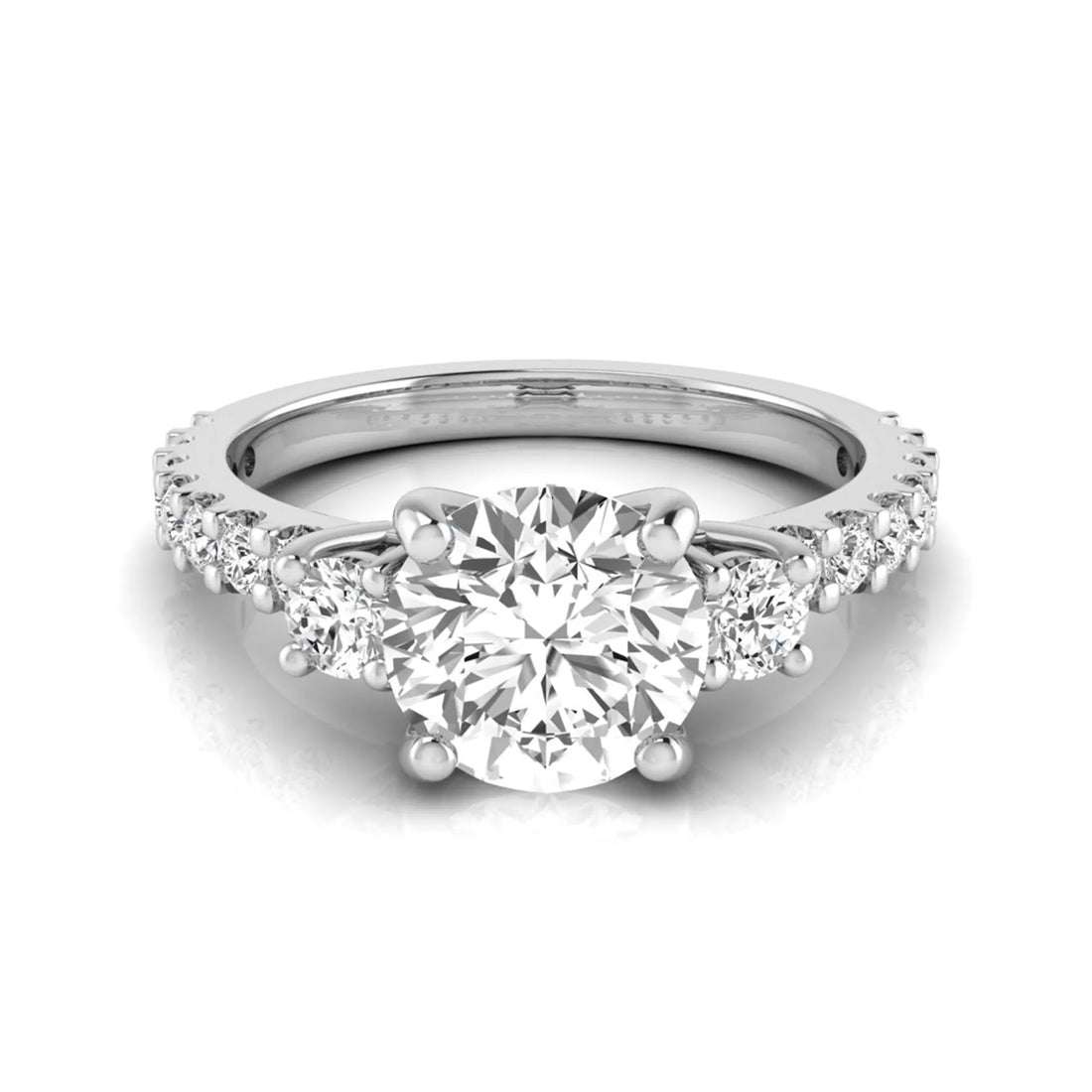 OctaPearl 1.5 ct Round Accent Lab Grown Diamond Engagement Ring