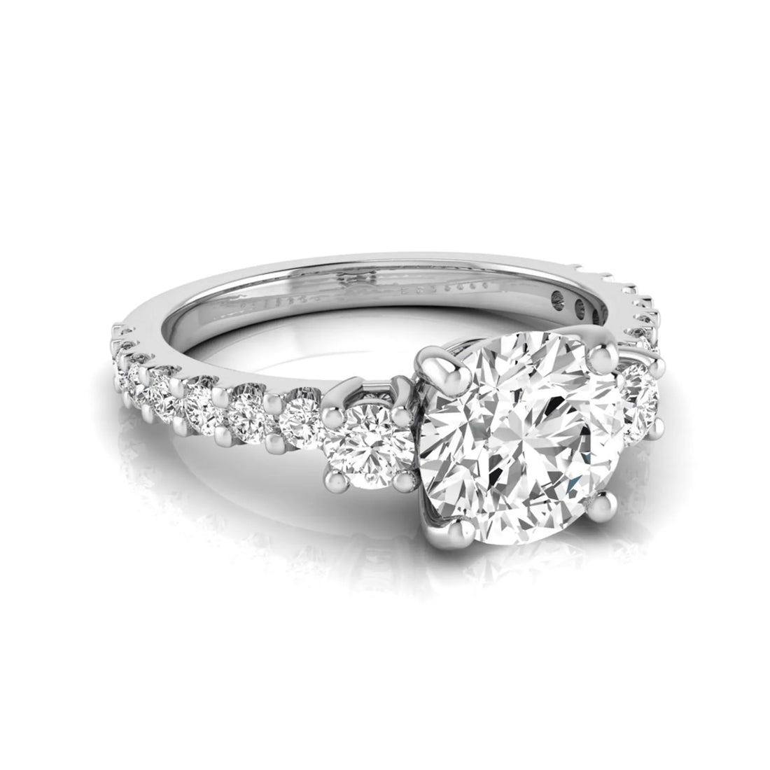 OctaPearl 1.5 ct Round Accent Lab Grown Diamond Engagement Ring