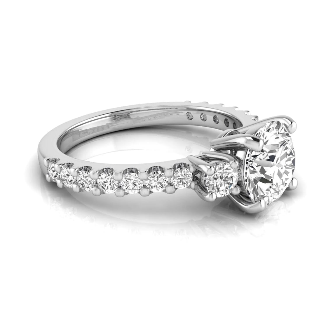 OctaPearl 1.5 ct Round Accent Lab Grown Diamond Engagement Ring