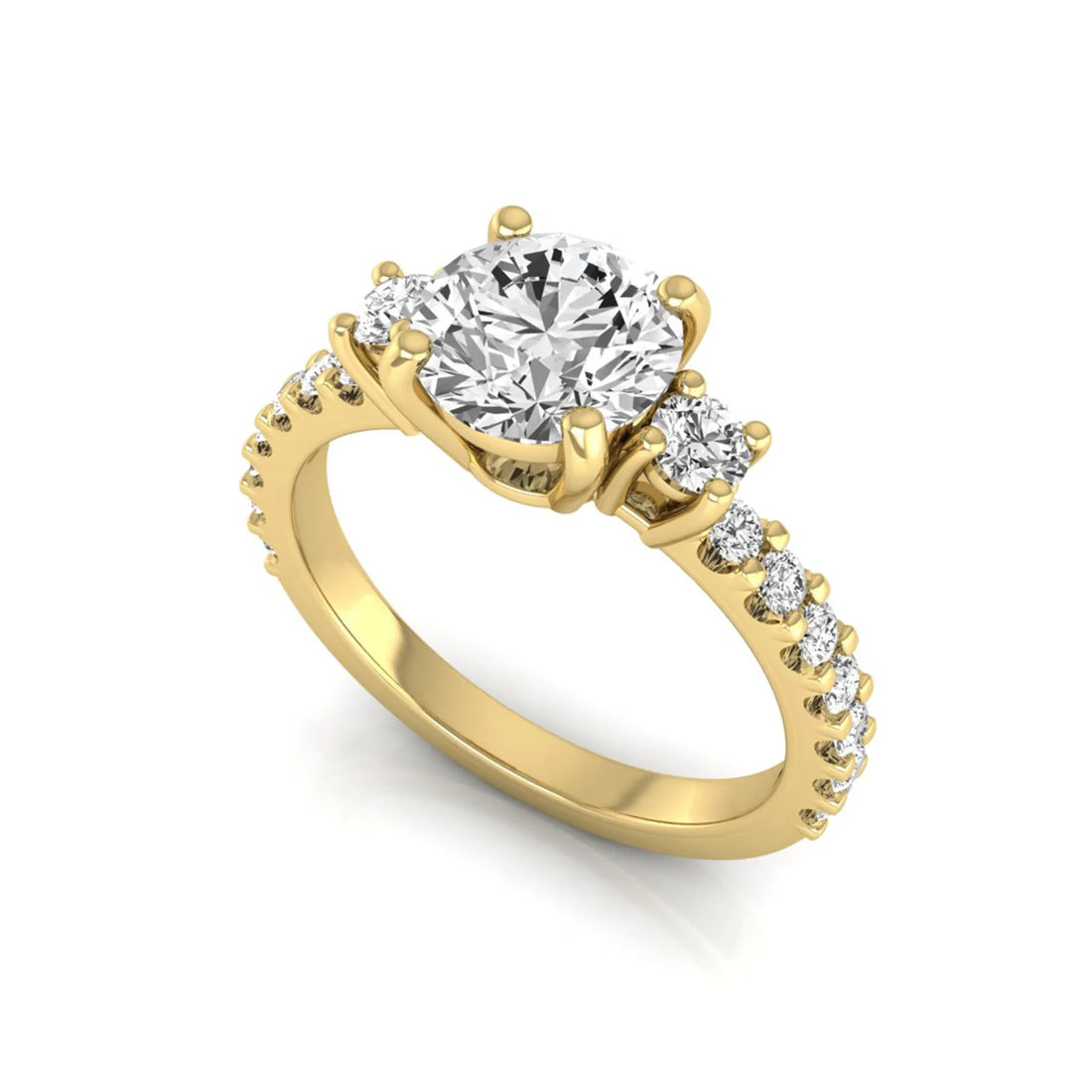 OctaPearl 1.5 ct Round Accent Lab Grown Diamond Engagement Ring