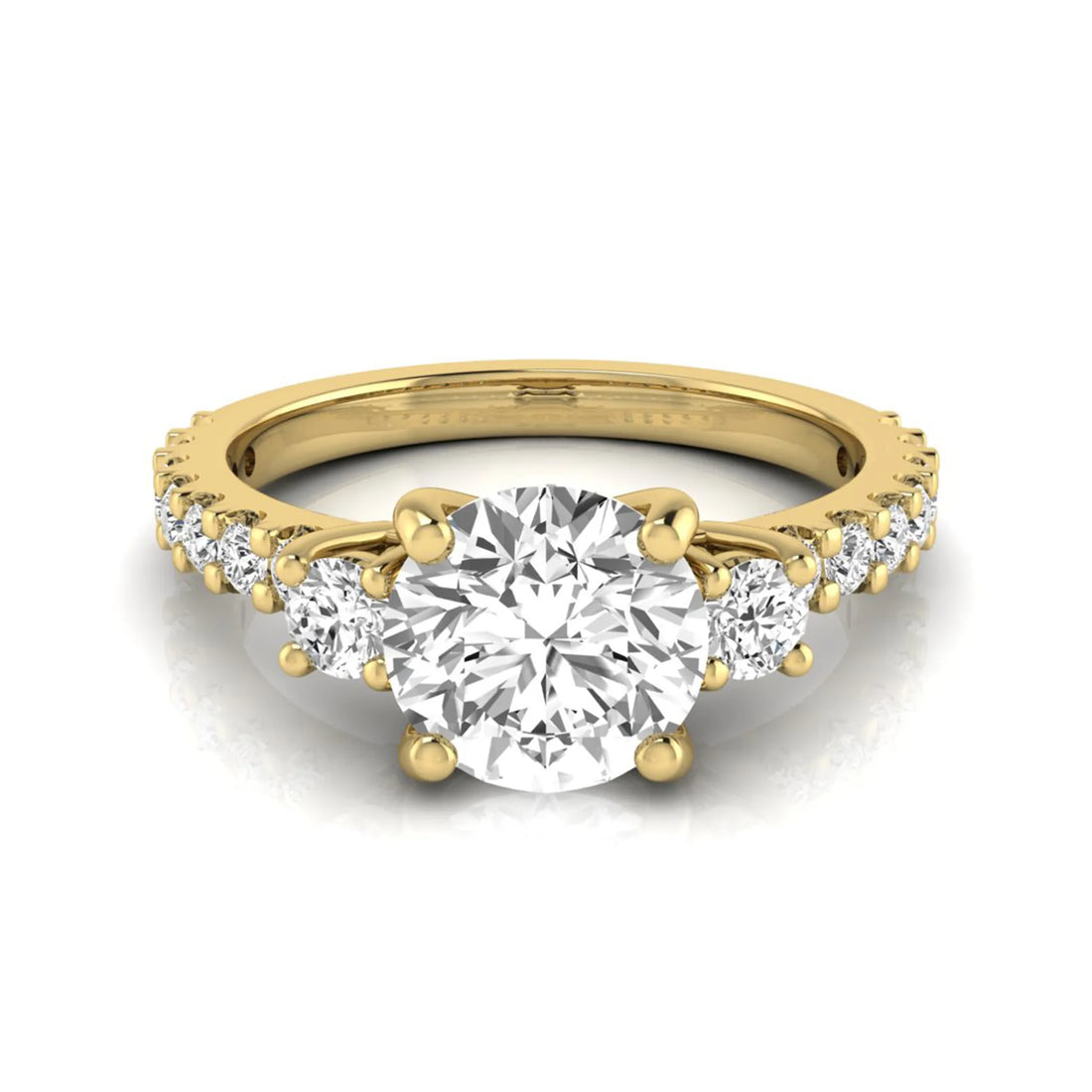 OctaPearl 1.5 ct Round Accent Lab Grown Diamond Engagement Ring