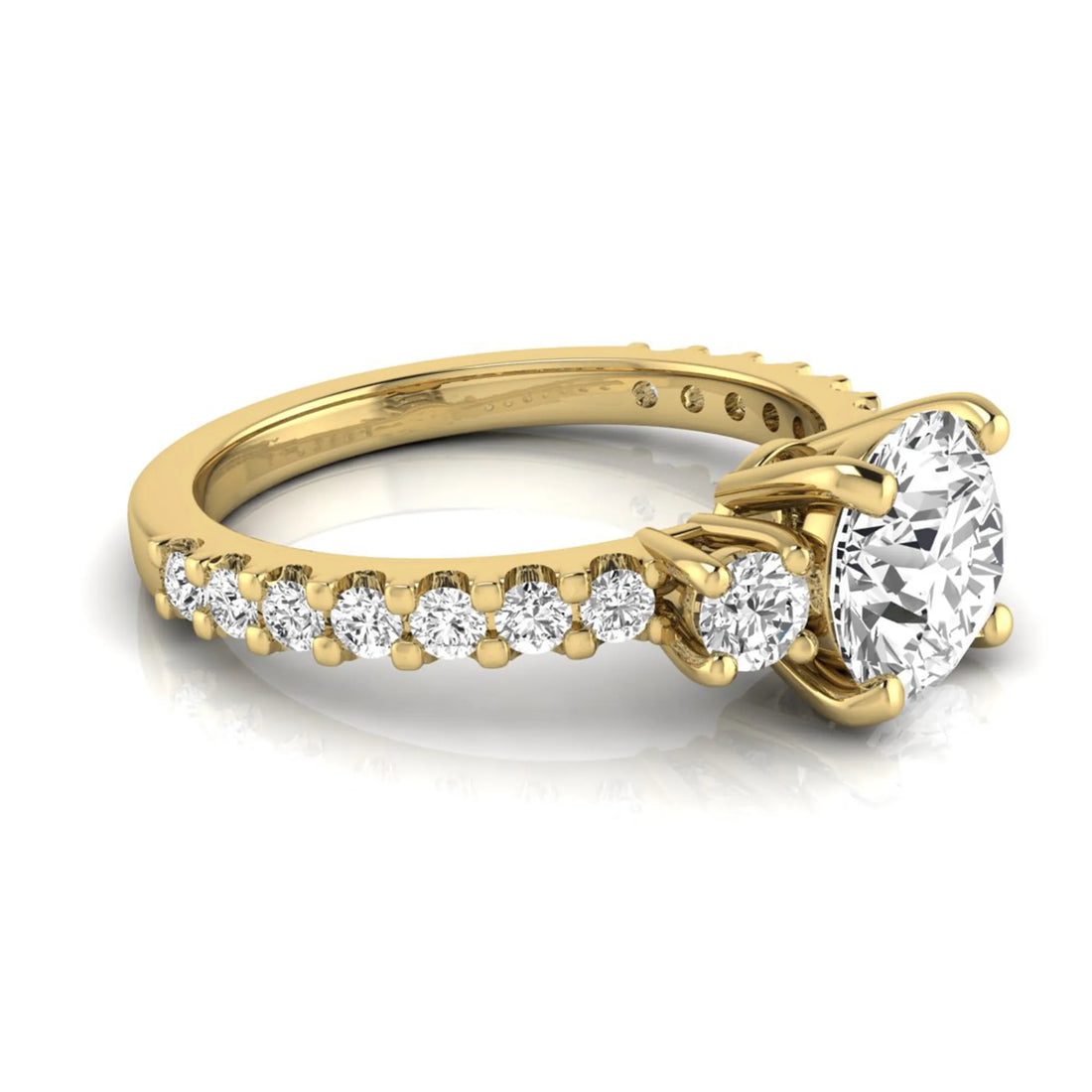 OctaPearl 1.5 ct Round Accent Lab Grown Diamond Engagement Ring