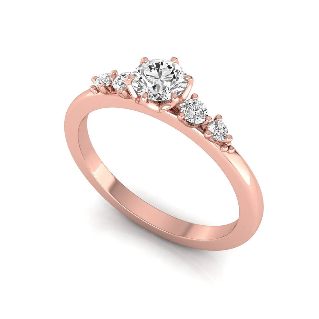 OctaPearl Round Accent Lab Grown Diamond Engagement Ring