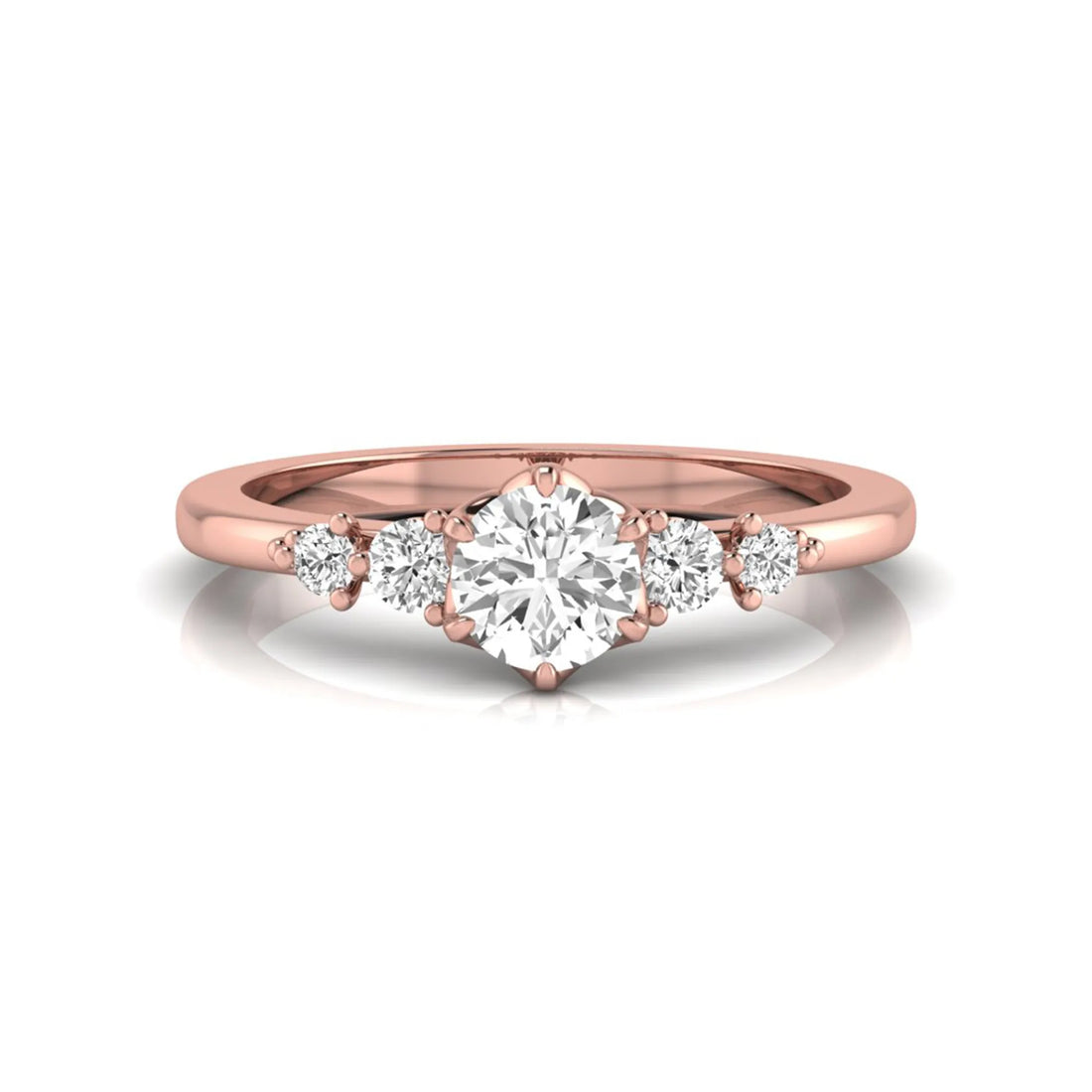 OctaPearl Round Accent Lab Grown Diamond Engagement Ring