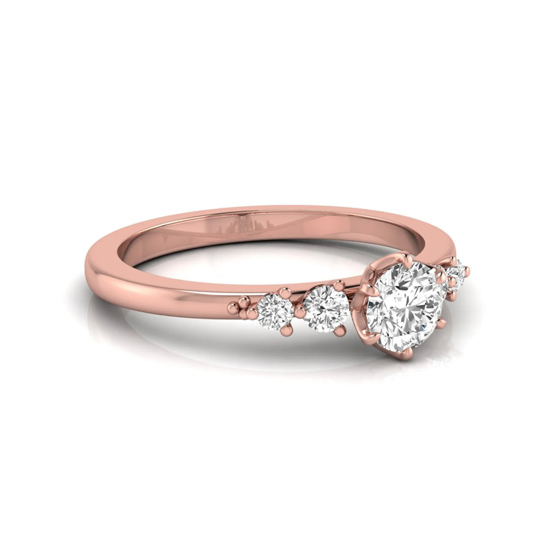 OctaPearl Round Accent Lab Grown Diamond Engagement Ring