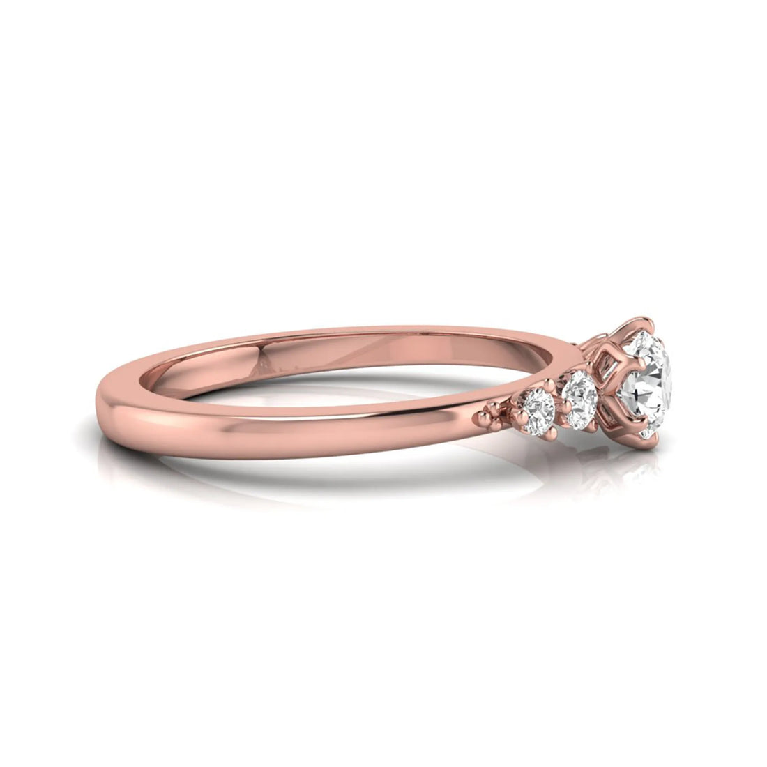 OctaPearl Round Accent Lab Grown Diamond Engagement Ring