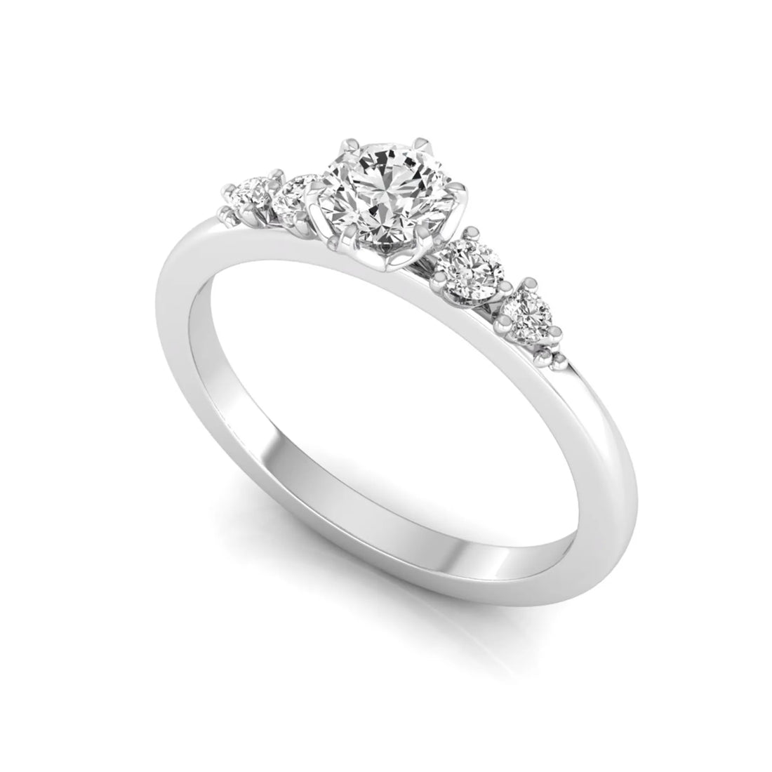 OctaPearl Round Accent Lab Grown Diamond Engagement Ring